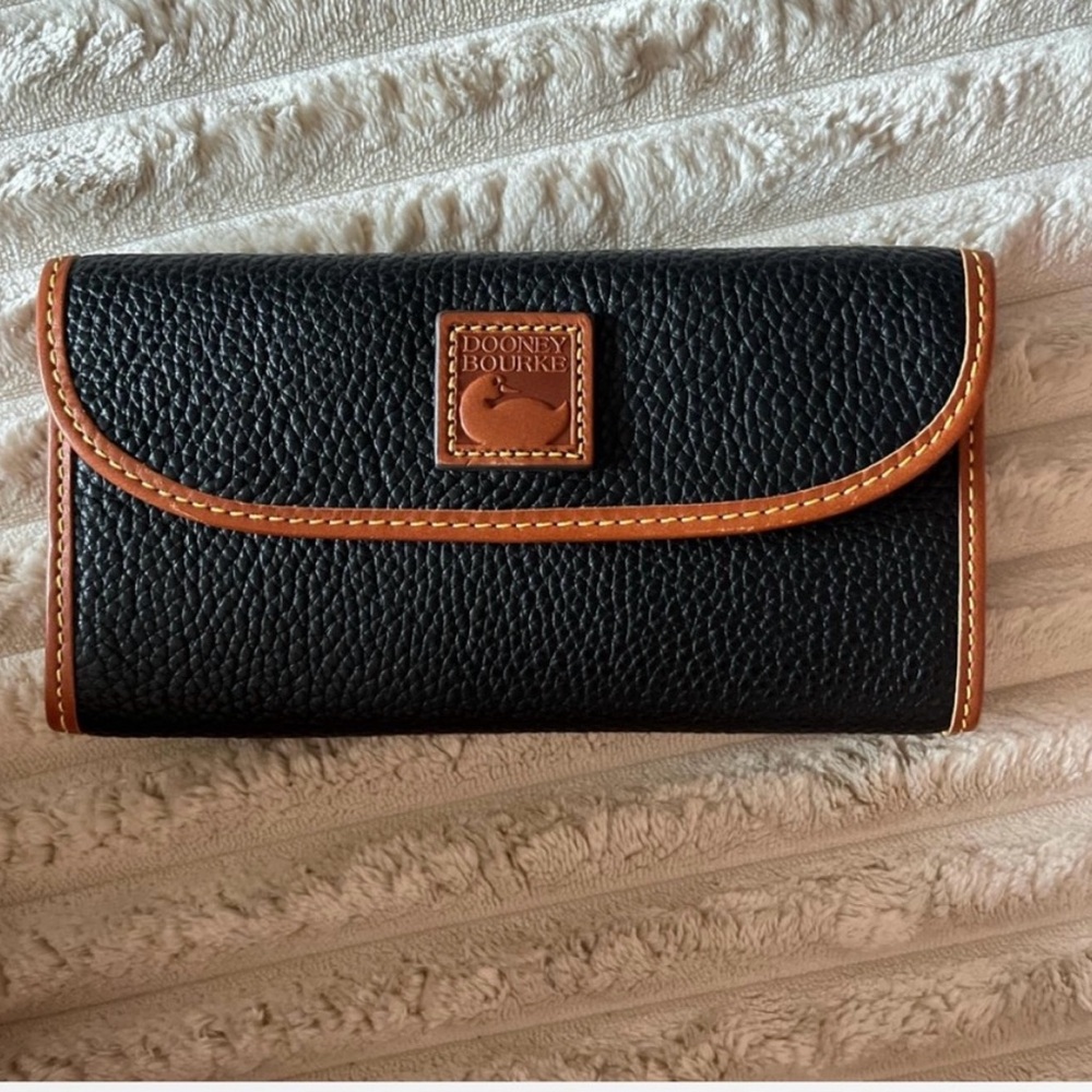 Dooney & Bourke Black and Brown Leather Clutch